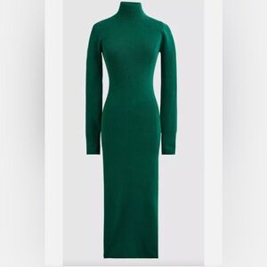 J. CREW GREEN AUTUMN PINE Knit Turtleneck Stretchy Midi Sweater-Dress size XL